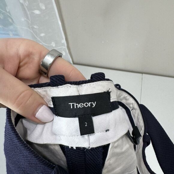 Theory Womens Dress Pants 2 Blue Pintuck Twill Knit 2 Trouser Comfy Office Basic - Picture 12 of 13